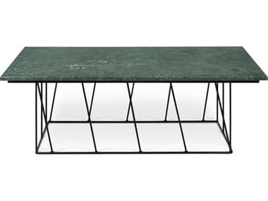 TemaHome Helix Green Marble / Black 47'' Wide Rectangular Coffee Table TEM9500627439