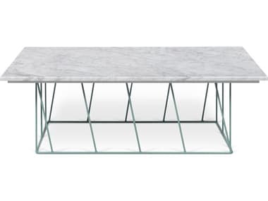 TemaHome Helix White Marble / Sea Green 47'' Wide Rectangular Coffee Table TEM9500627453