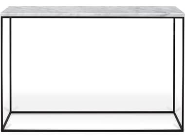 TemaHome Gleam 47" Rectangular White Marble Black Console Table TEM9500628924