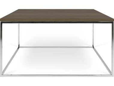 TemaHome Gleam Walnut / Chrome 30'' Wide Square Coffee Table TEM9500629037