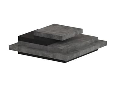 TemaHome Slate Square Wood Concrete Look Pure Black Coffee Table TEM9500630675