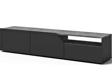 TemaHome Verone 70&quot; Concrete Look &amp; Pure Black Media Console TEM9500640100