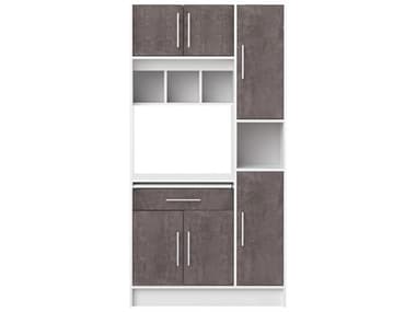 TemaHome Louise 36" Wide Melamine White Concrete Look Gray Oak Wood  Kitchen Pantry TEM988070851605
