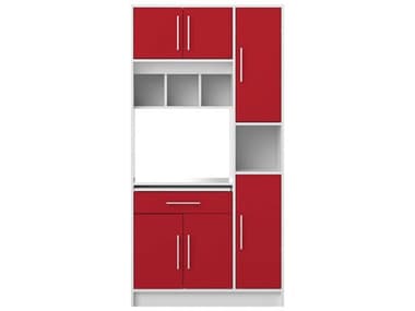 TemaHome Louise 36" Wide Melamine White Red  Kitchen Pantry TEM988070852657
