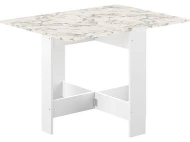 TemaHome Papillon 11-41" Rectangular White Marble Look Dining Table TEME2050A5545X00