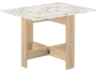 TemaHome Papillon 11-41" Rectangular Oak Color Marble Look Dining Table TEME2050A5645X00