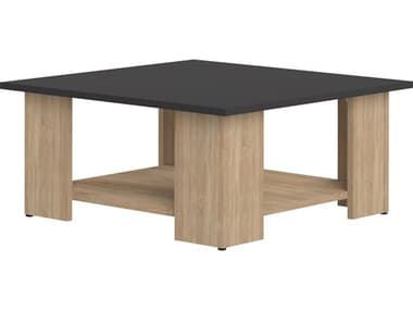 TemaHome Square Natural Oak Color / Black 26'' Wide Coffee Table TEME2084A3476X00