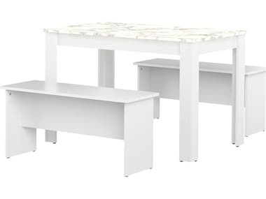 TemaHome Nice White / Marble Look 43'' Rectangular Dining Room Set TEME2281A2145X00