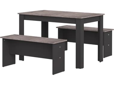 TemaHome Nice Black / Concrete Look 43'' Wide Rectangular Dining Room Set TEME2281A7698X00