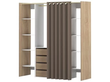 TemaHome Tom Natural Oak / White / Taupe Two-Column Clothes Storage System with Shoe Cabinet TEMX4320X0391R00
