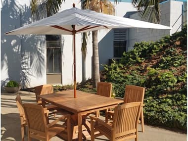 Teak Smith 10 Foot Rectangle Teak Wood  Umbrella TES10FTRECTANGLETEAKWOODNATURALUMBRELLA