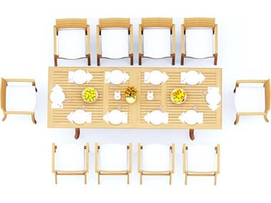 Teak Smith 10 Pieces 117" Double Extension Rectangular Dining Set TES117LRGDBLERECTWITHVTRAVOTACHRDINSET3