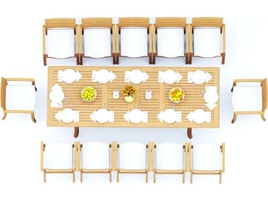 Teak Smith 13 Pieces 117" Double Extension Rectangular Dining Set TES117LRGDBLERECTWITHVTRAVOTACHRDINSET5