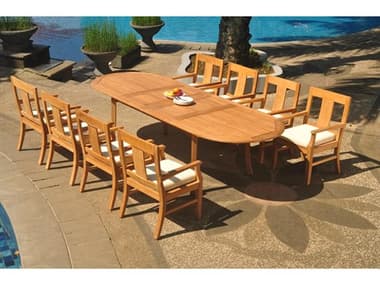 Teak Smith 9 Pieces 117" Large Double Oval Dining Set TES117LRGEDBLEOVALDINSET3