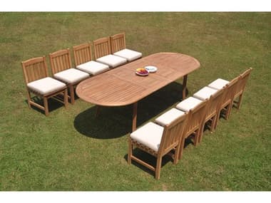 Teak Smith 11 Pieces 117" Large Double Oval Dining Set TES117LRGEDBLEOVALDINSET9