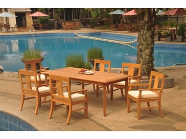 Teak Smith 7 Pieces 117" Large Double Rectangular Dining Set TES117LRGEDBLERECTDINSET13