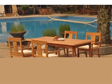 Teak Smith 5 Pieces 117" Large Double Rectangular Dining Set TES117LRGEDBLERECTDINSET15