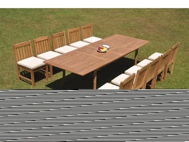 Teak Smith 11 Pieces 117" Large Double Rectangular Dining Set TES117LRGEDBLERECTDINSET18