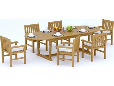 Teak Smith 7 Pieces 118" Oval Dining Set TES117MASOVALDINSET2