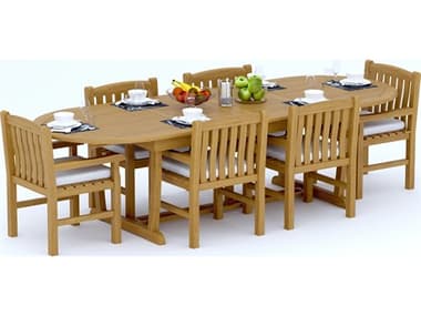 Teak Smith 7 Pieces 118" Oval Dining Set TES117MASOVALDINSET3