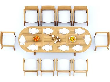 Teak Smith 11 Pieces 118" Oval Dining Set TES117MASOVALWITHTRAVOTACHRDINSET3