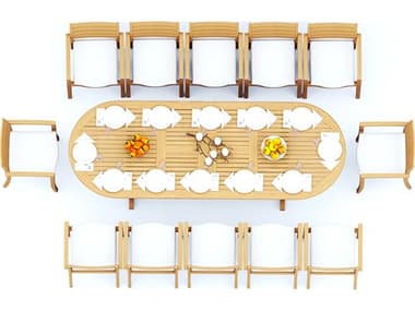 Teak Smith 13 Pieces 118" Oval Dining Set TES117MASOVALWITHTRAVOTACHRDINSET5
