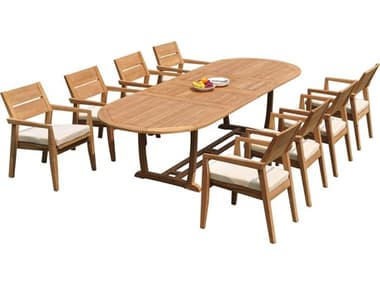 Teak Smith 9 Pieces 118" Oval Dining Set TES117MASOVALWITHVELLORECHRDINSET2