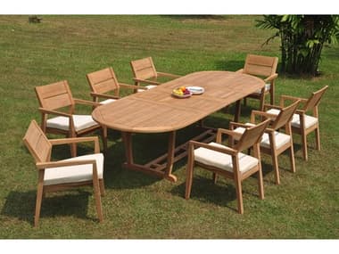 Teak Smith 9 Pieces 118" Oval Dining Set TES117MASOVALWITHVELLORECHRDINSET4