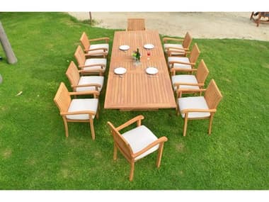 Teak Smith 11 Pieces 118" Rectangular Dining Set TES117MASRECTWITHNAPACHRDINSET5