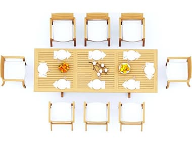 Teak Smith 9 Pieces 118" Rectangular Dining Set TES117MASRECTWITHTRAVOTACHRDINSET2
