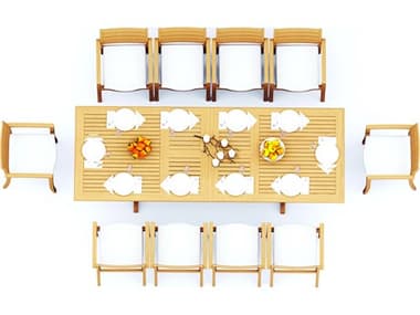 Teak Smith 11 Pieces 118" Rectangular Dining Set TES117MASRECTWITHTRAVOTACHRDINSET3