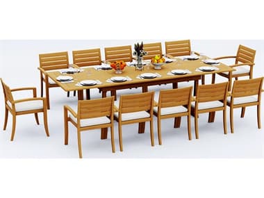Teak Smith 13 Pieces 118" Rectangular Dining Set TES117MASRECTWITHTRAVOTACHRDINSET7