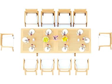 Teak Smith 11 Pieces 118" Rectangular Dining Set TES117MASRECTWITHVELLORECHRDINSET2