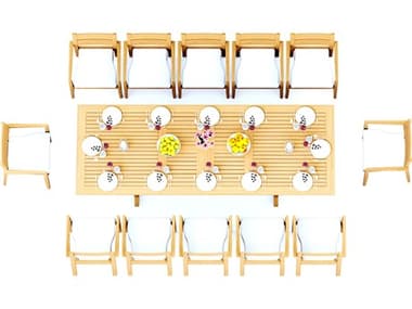 Teak Smith 13 Pieces 118" Rectangular Dining Set TES117MASRECTWITHVELLORECHRDINSET4