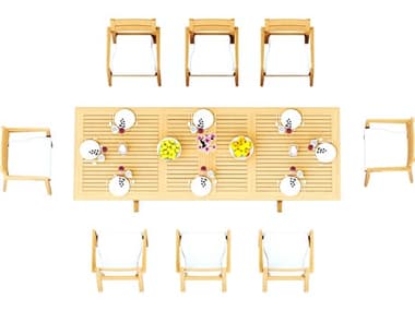 Teak Smith 9 Pieces 118" Rectangular Dining Set TES117MASRECTWITHVELLORECHRDINSET6