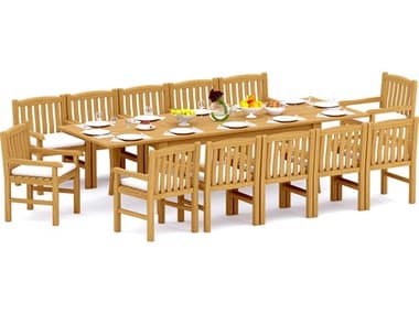 Teak Smith 13 Pieces 122" Rectangular Dining Set TES122ATNASRECTDISET12
