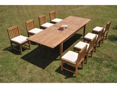 Teak Smith 9 Pieces 122" Rectangular Dining Set TES122ATNASRECTDISET2