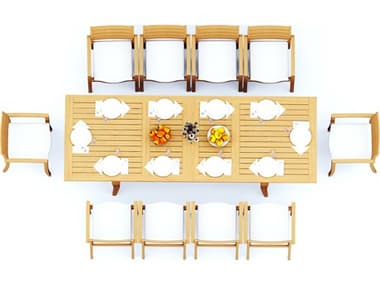 Teak Smith 11 Pieces 122" Rectangular Dining Set TES122ATNASRECTWITHTRAVOTACHRDINSET3