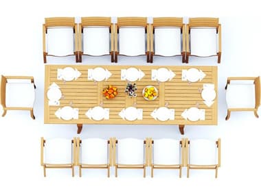 Teak Smith 13 Pieces 122" Rectangular Dining Set TES122ATNASRECTWITHTRAVOTACHRDINSET5