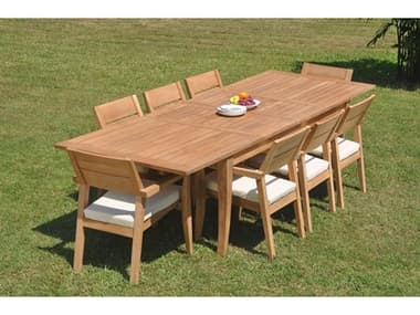 Teak Smith 9 Pieces 122" Rectangular Dining Set TES122ATNASRECTWITHVELLORECHRDINSET3