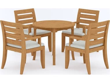 Teak Smith 5 Pieces 36" Round Dining Set TES36ROUNDWITHATNASCHRDINSET5