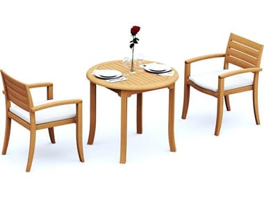 Teak Smith 3 Pieces 36" Round Dining Set TES36ROUNDWITHTRAVORACHRDINSET