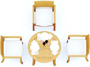 Teak Smith 4 Pieces 36" Round Dining Set TES36ROUNDWITHTRAVORACHRDINSET4