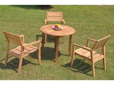 Teak Smith 4 Pieces 36" Round Dining Set TES36ROUNDWITHVELLORECHRDINSET5