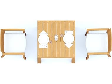 Teak Smith 3 Pieces 36" Square Dining Set TES36SQUAREWITHTRAVORACHRDINSET2