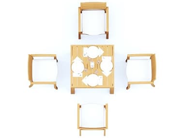 Teak Smith 5 Pieces 36" Square Dining Set TES36SQUAREWITHTRAVORACHRDINSET3