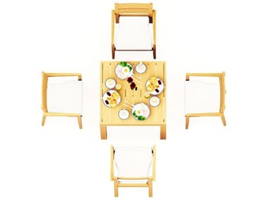 Teak Smith 5 Pieces 36" Square Dining Set TES36SQUAREWITHVELLORECHRDINSET3