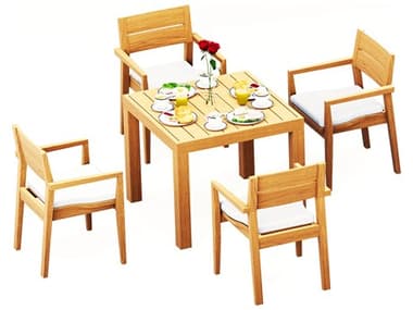 Teak Smith 5 Pieces 36" Square Dining Set TES36SQUAREWITHVELLORECHRDINSET4