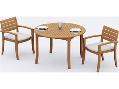 Teak Smith 2 Pieces 48" Round Fixed Dining Set TES48FIXEDROUNDWITHTRAVORACHRDINSET2