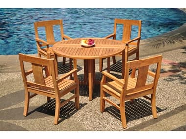 Teak Smith 5 Pieces 48" Round Butterfly Dining Set TES48ROUNDBUTTERFLYDINSET2